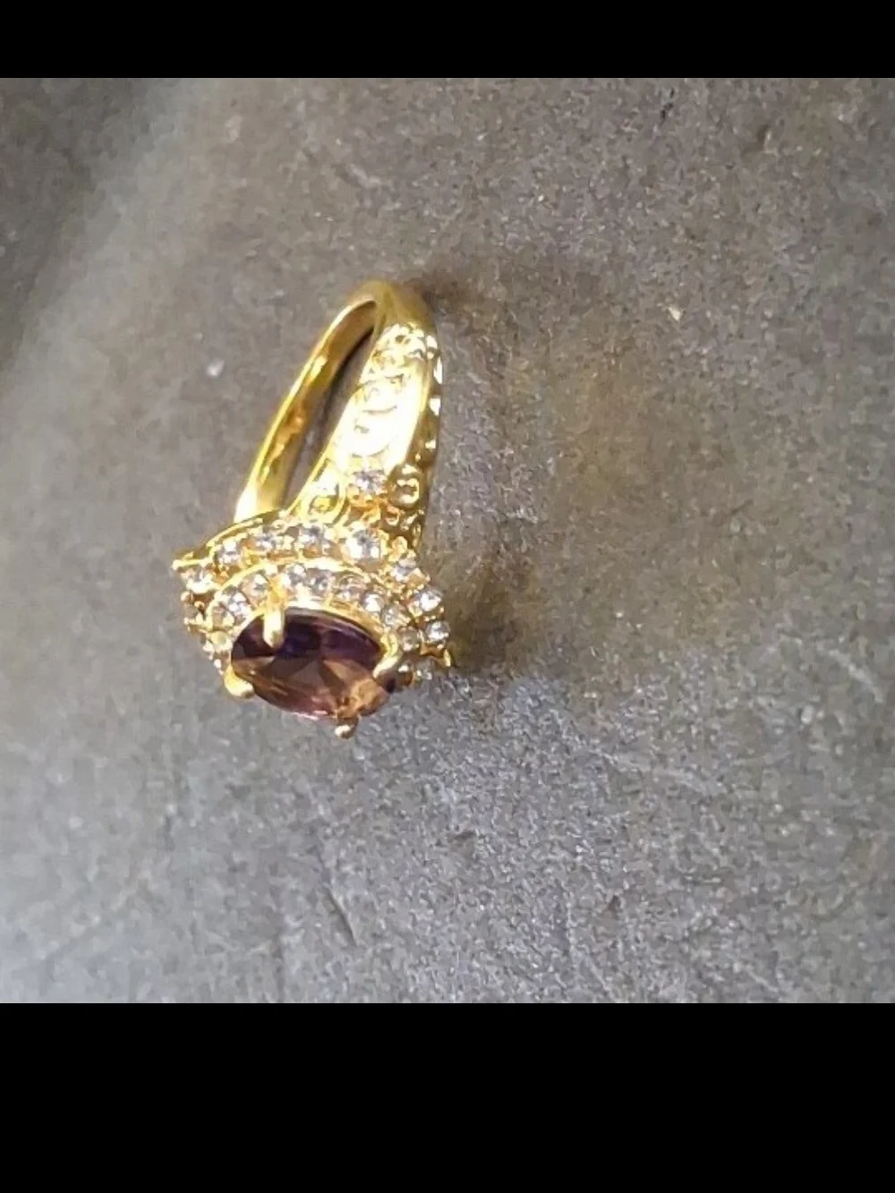 14K Gold Amethyst Halo Ring